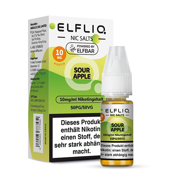 Elfbar ELFLIQ 10ml Sour Apple 10 mg/ml