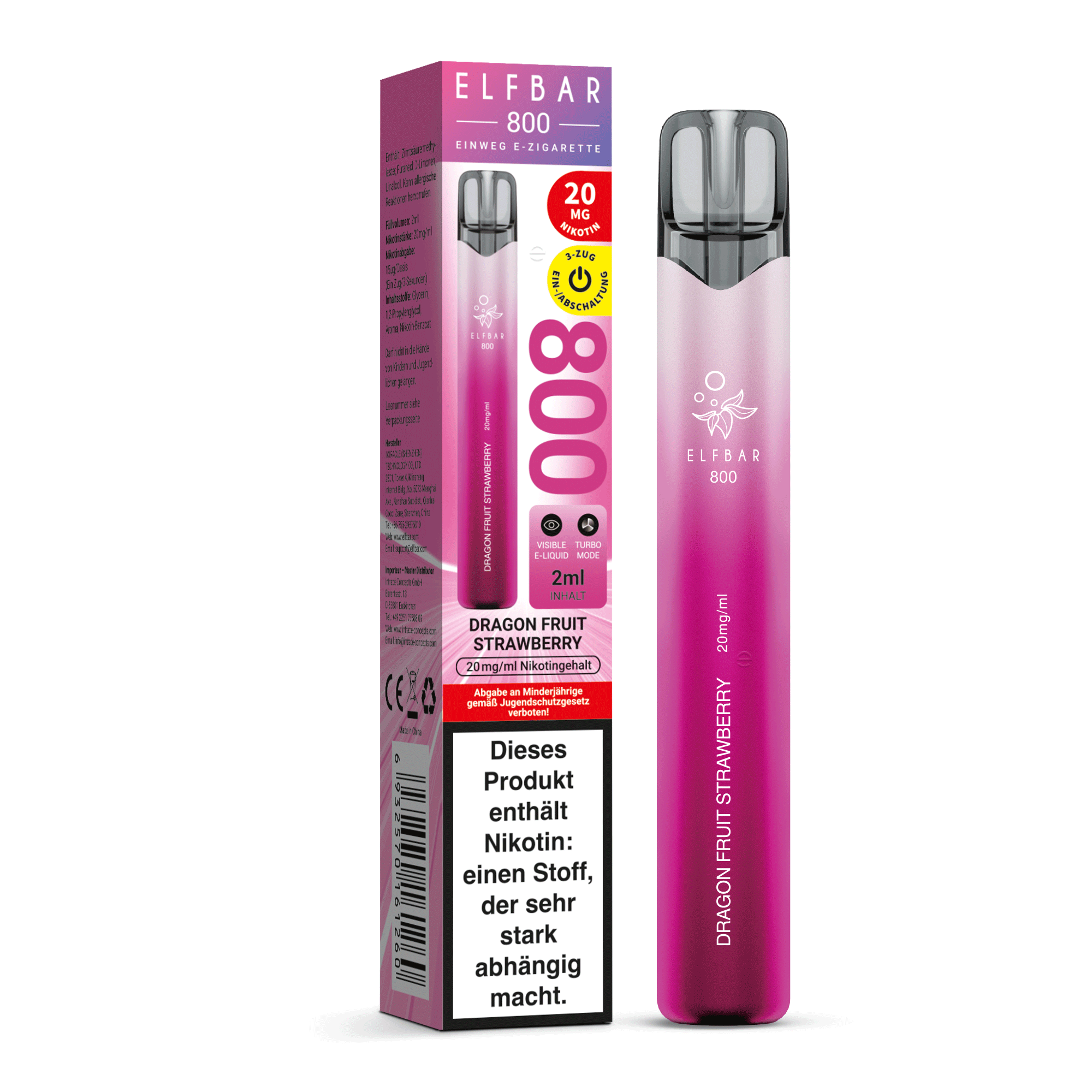 Elfbar 800 Dragon Fruit Strawberry 20 mg/ml