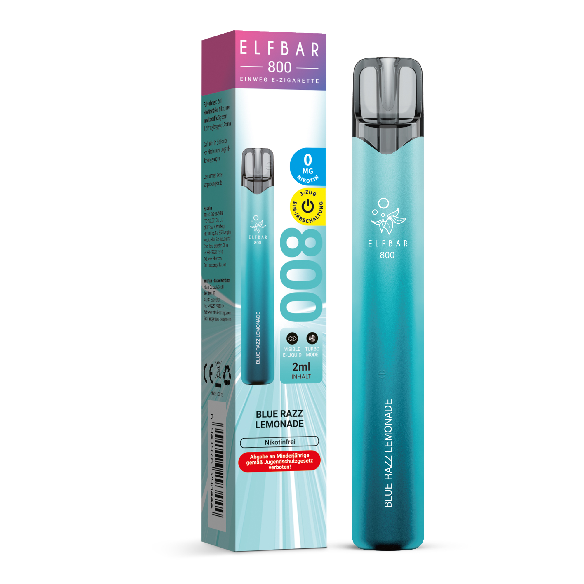 Elfbar 800 Blue Razz Lemonade 0 mg/ml