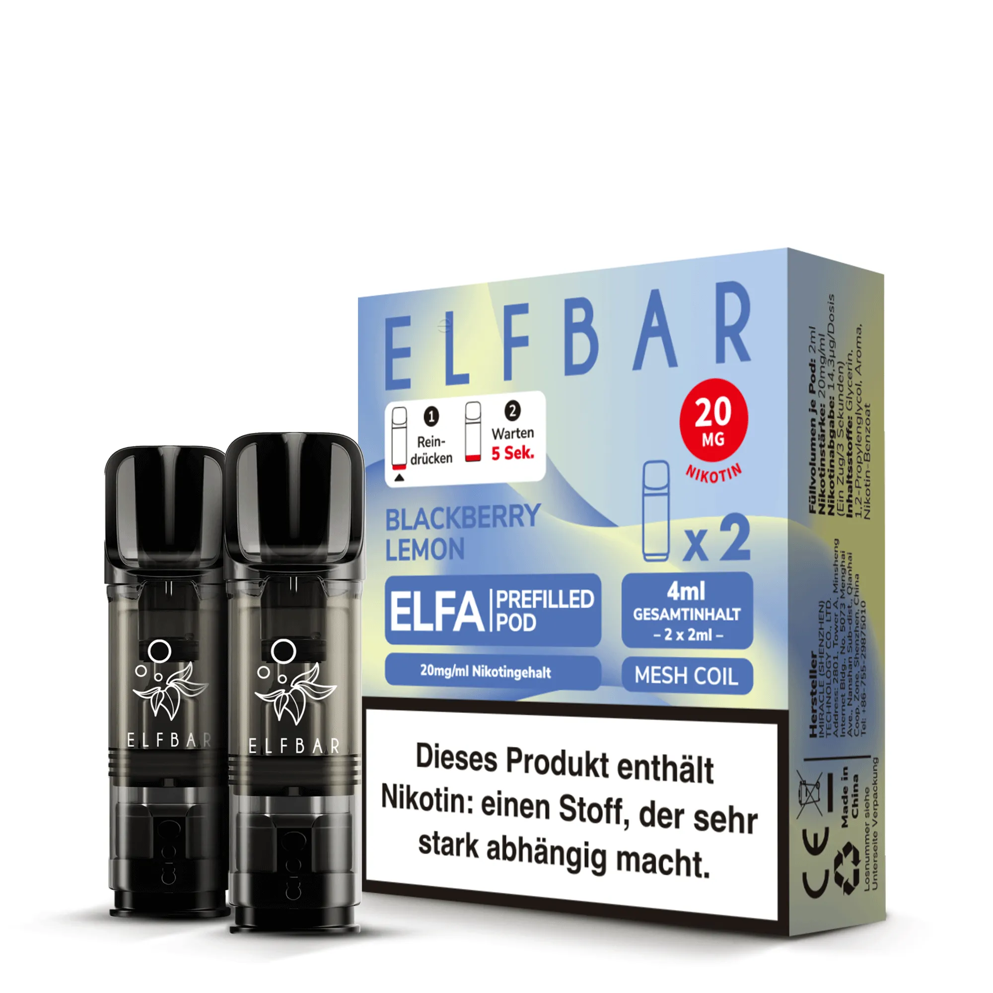 Elfbar ELFA Pods Blackberry Lemon 20 mg/ml