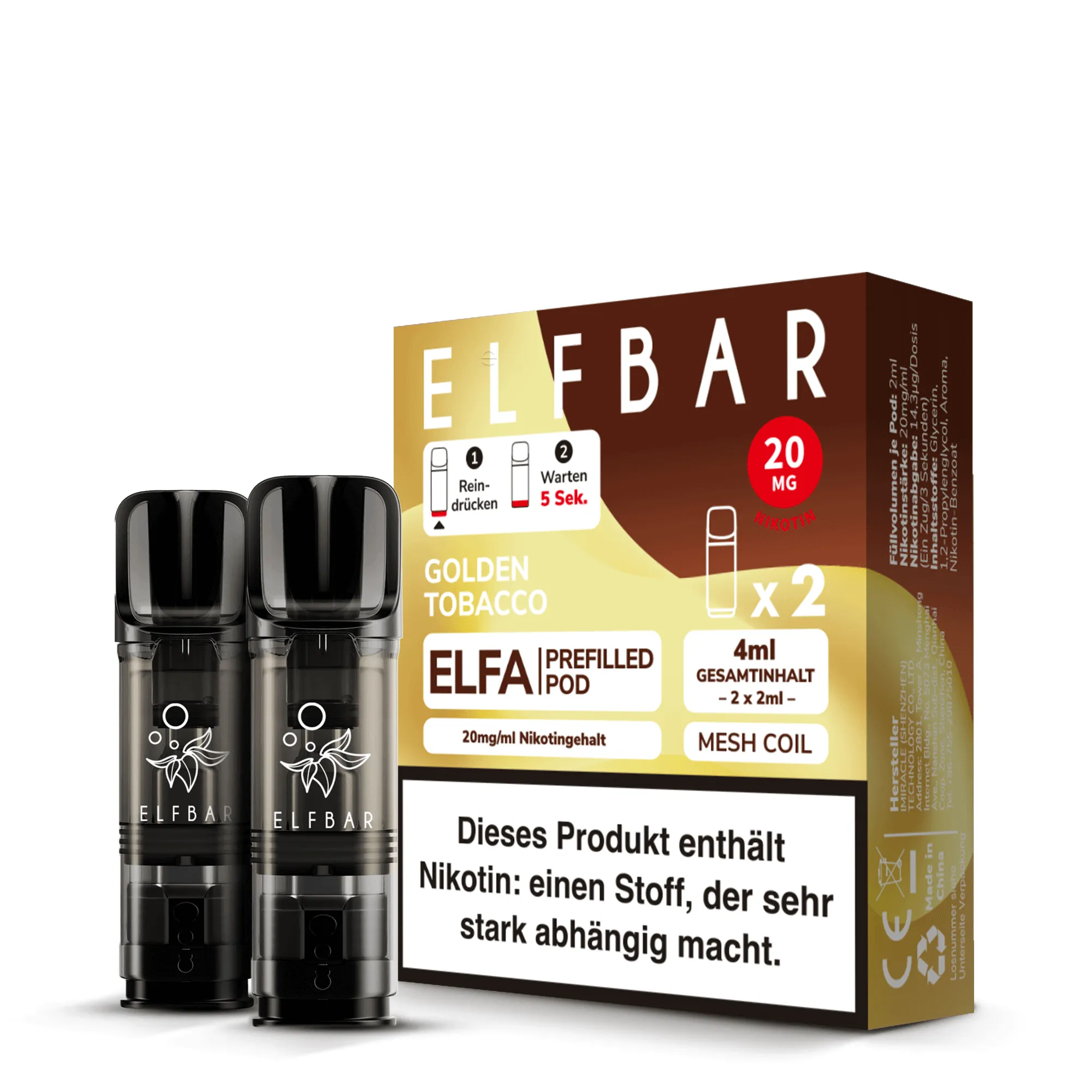 Elfbar ELFA Pods Golden Tobacco 20 mg/ml