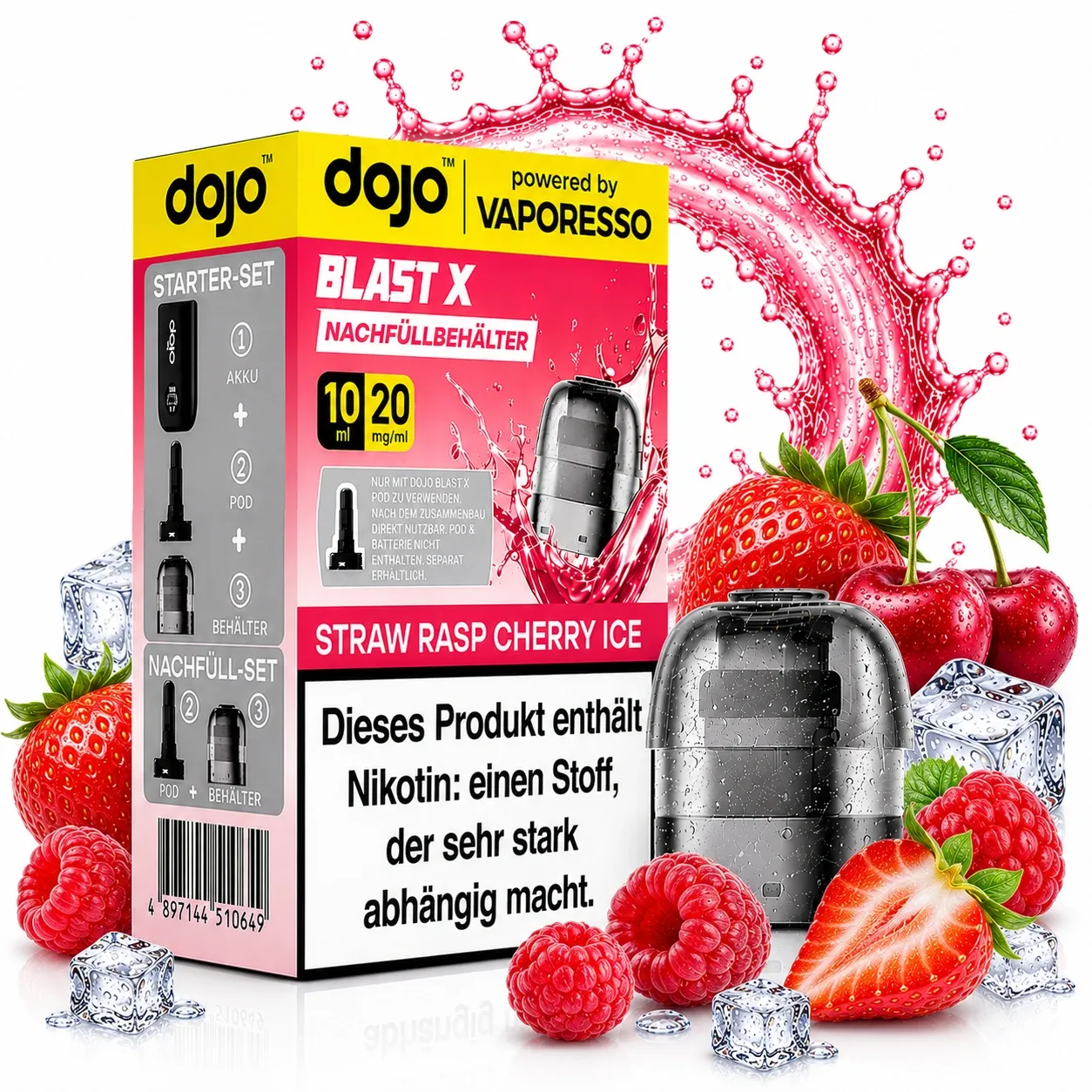 Dojo Blast X Pods Straw Rasp Cherry Ice